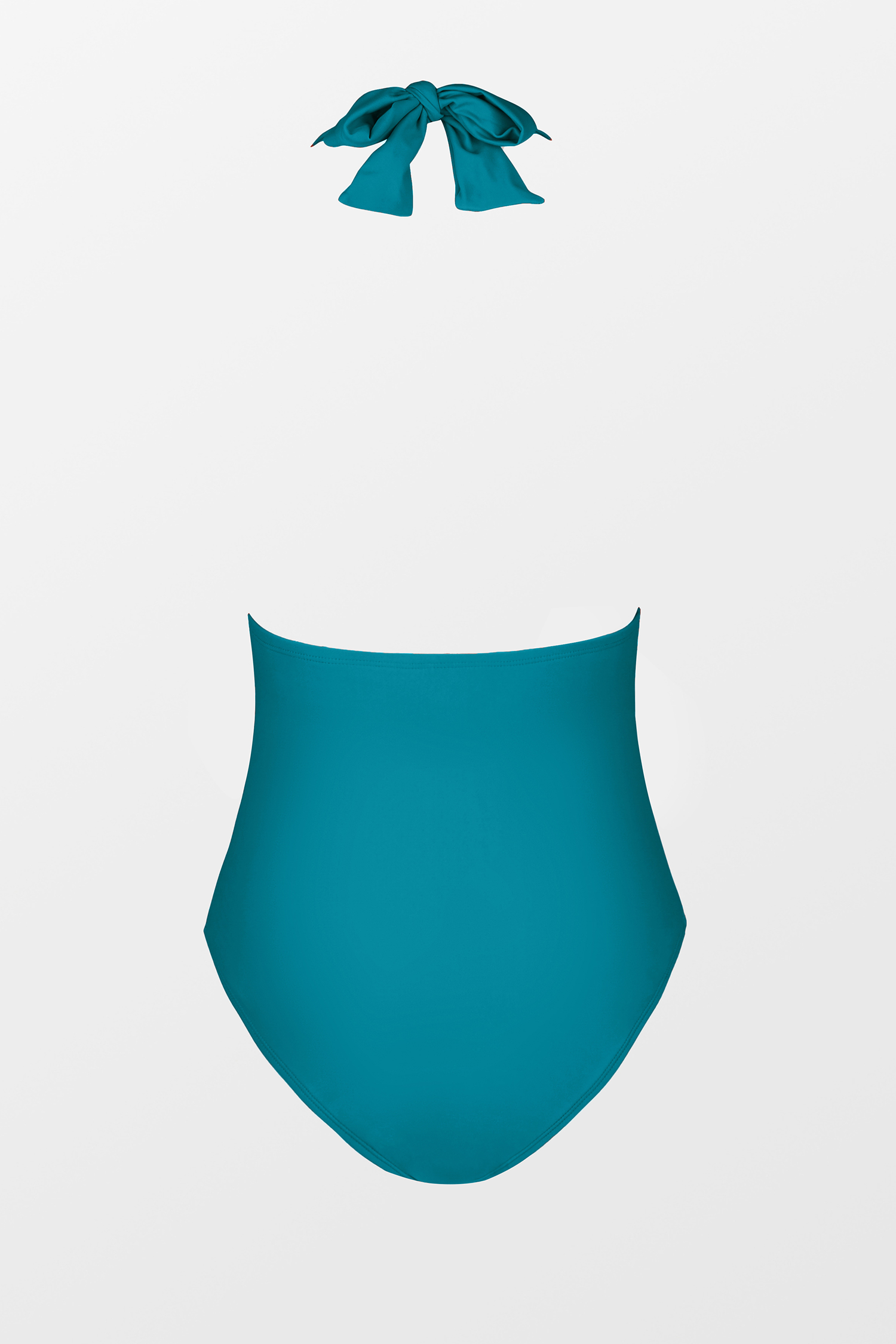 Maillot de bain une pièce ventre plat à col licou ruché bleu
