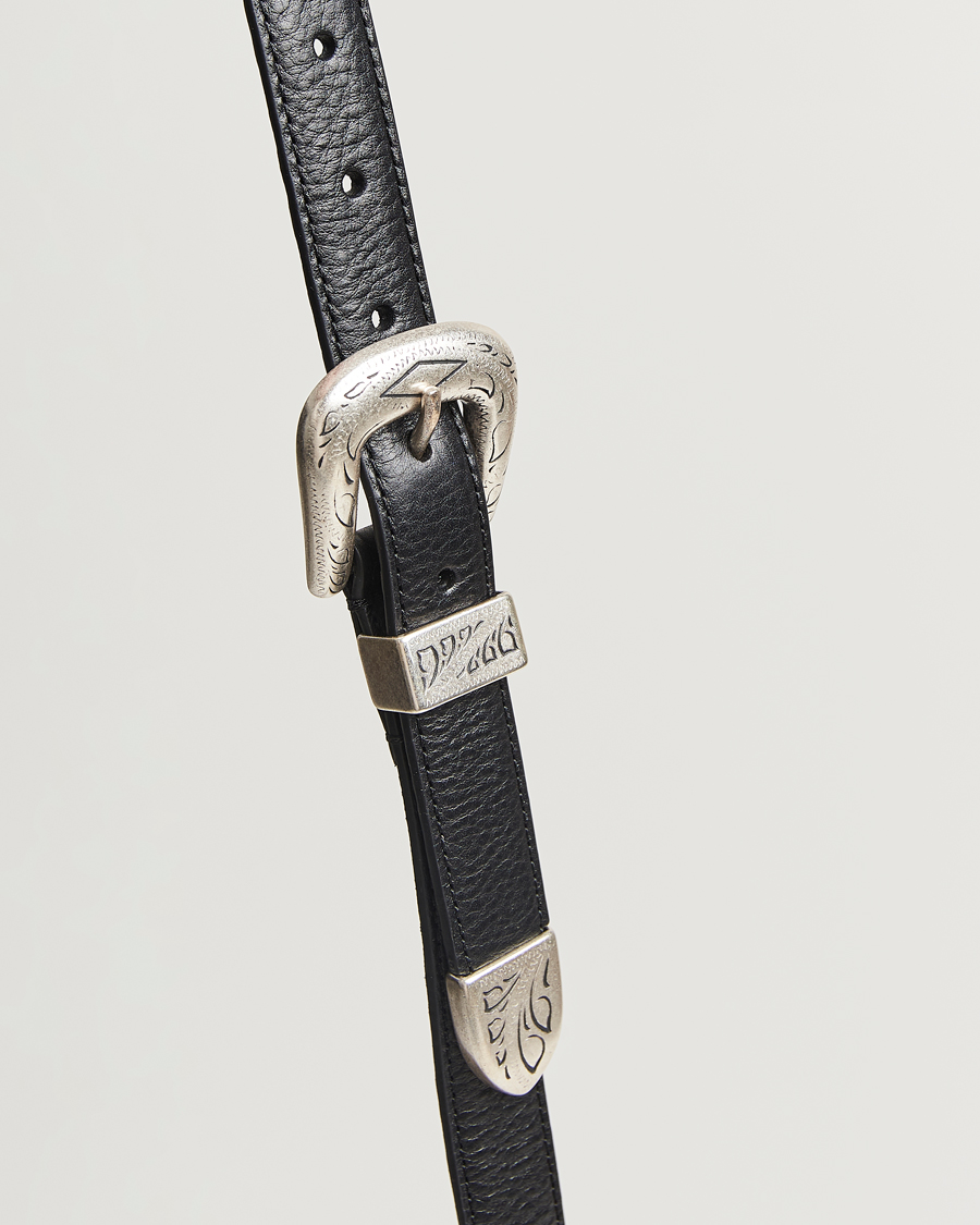 Anderson's Grained Western Leather Belt 2,5 cm Black