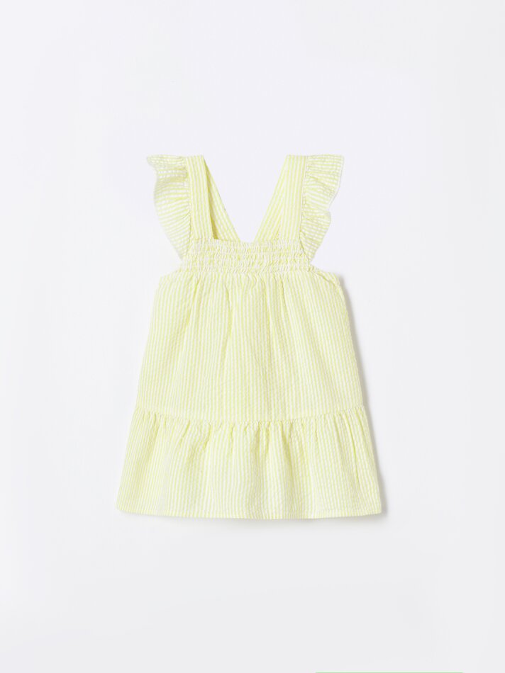 Vestido de verão com babados - Amarelo claro