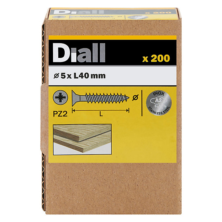Vis à bois en acier inoxydable A2 pozidriv 5x40 mm - 200 pièces