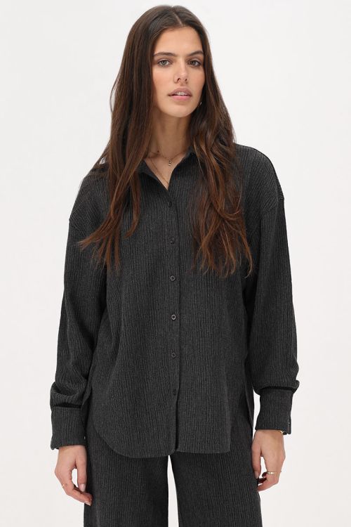 Grijze oversized blouse met knopen
