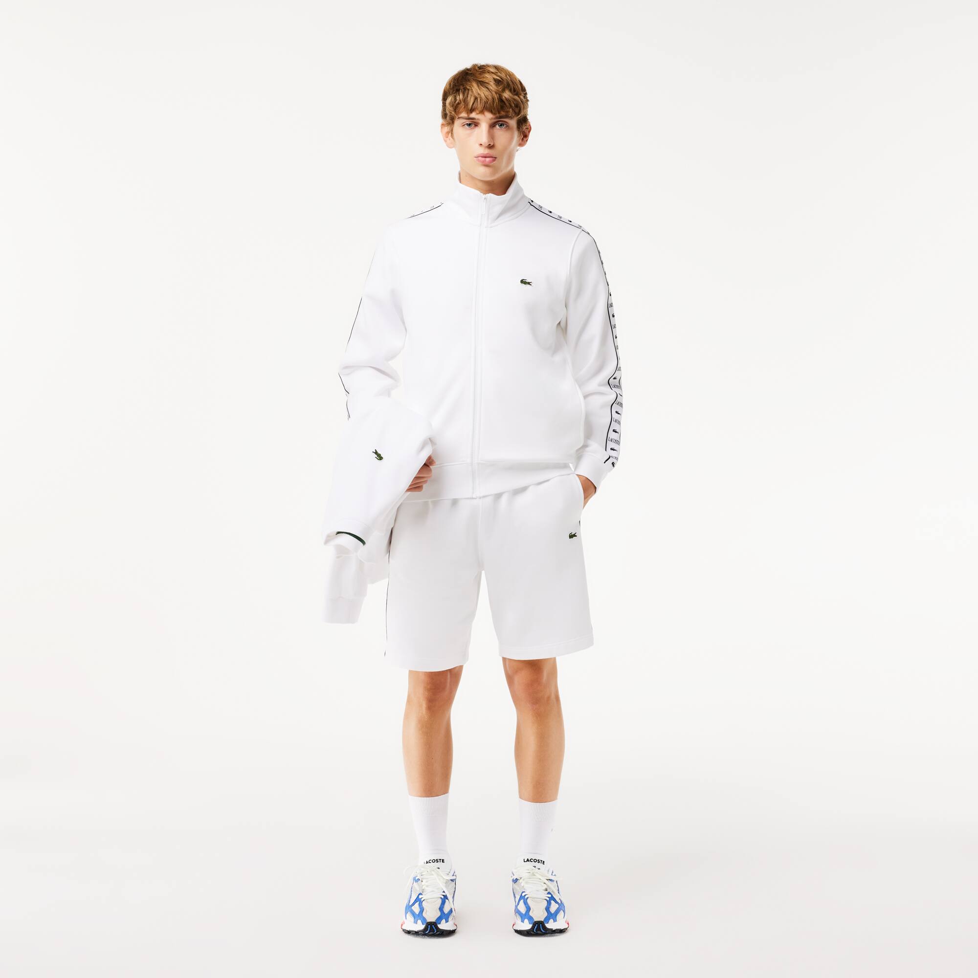 Short Jogger en molleton avec bande siglée Shorts - Blanc - Lacoste - Homme