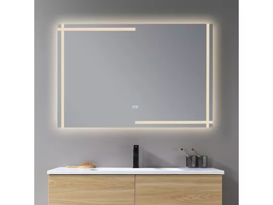 Miroir salle de bain LED 90x60cm anti buée et LED 3 couleurs LB-4693