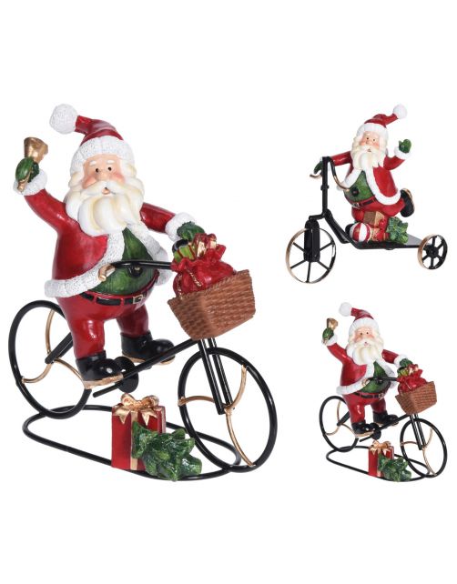 Homestyle Kerstman Op De Fiets 2 Ass - Kerstversiering - 16 cm