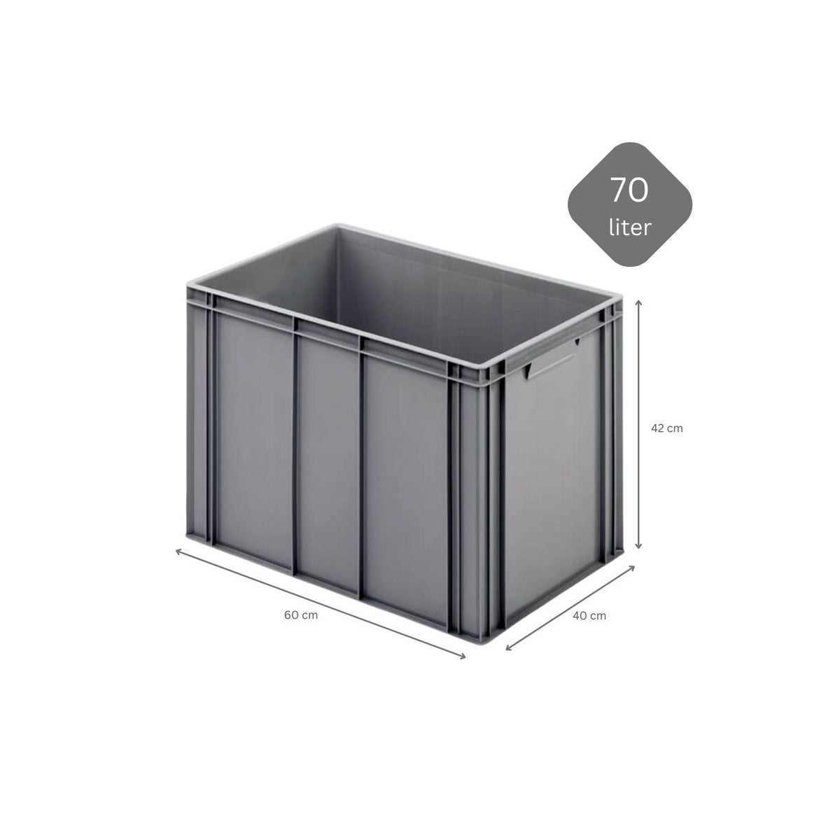 PROREGAL SuperSaver Set 2x Eurobakken met gesloten handgreep en scharnierend deksel HxBxD 42 x 40 x 60 cm 70 liter Grijze Eurobox Transportbox