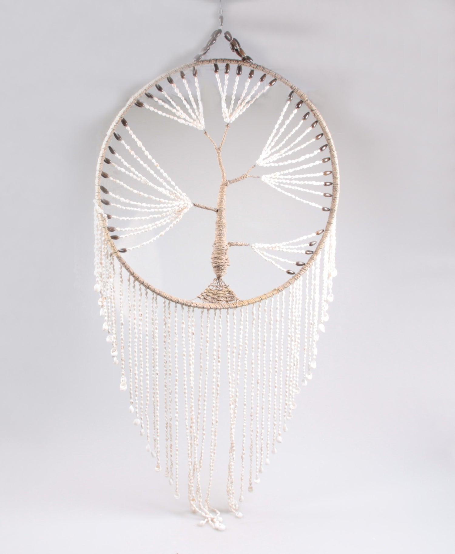 SID dromenvanger met schelpen naturel /wit 52 x 2 x 120 cm