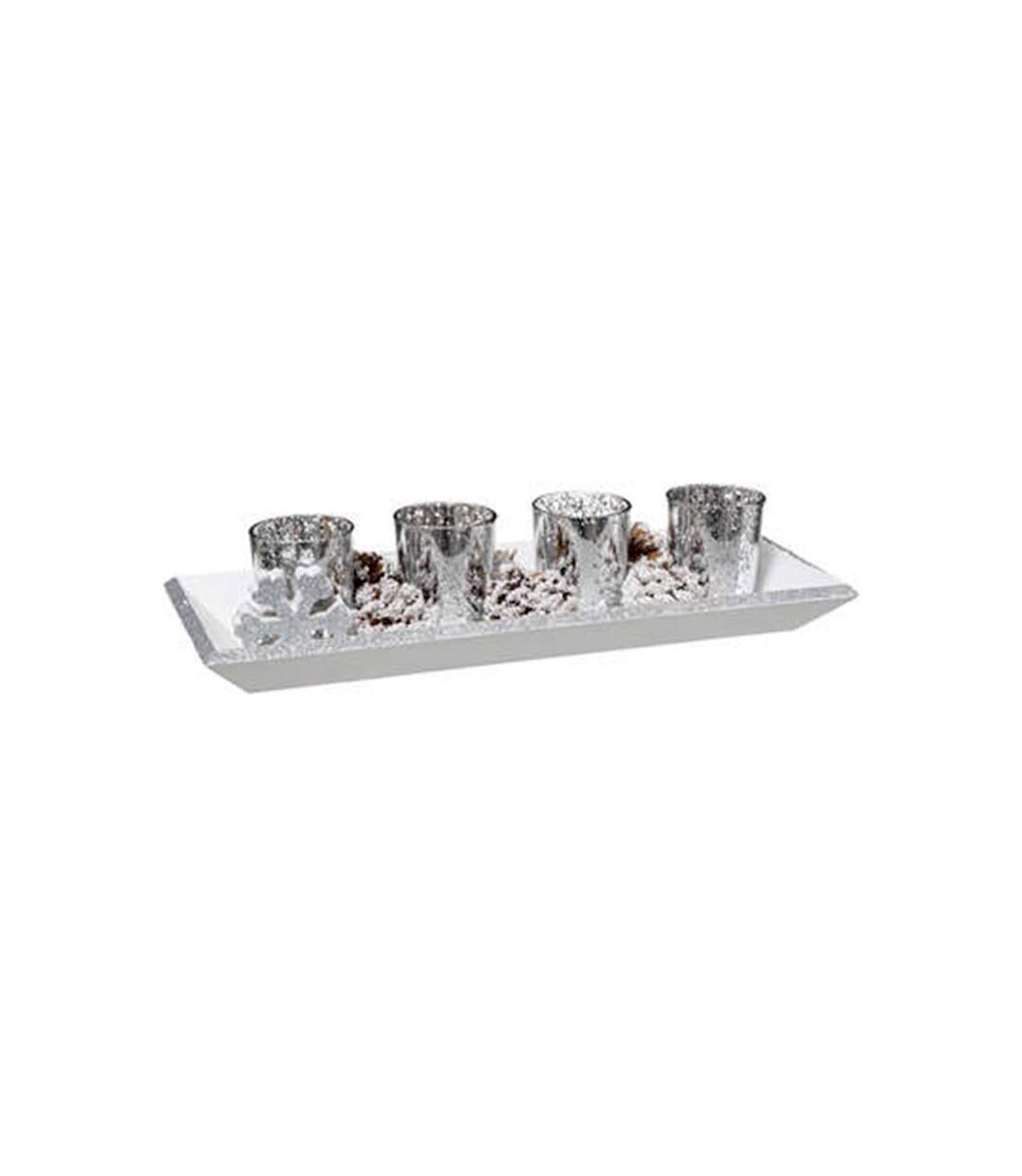 Centre de Table 4 Photophores Polaire 35cm Argent