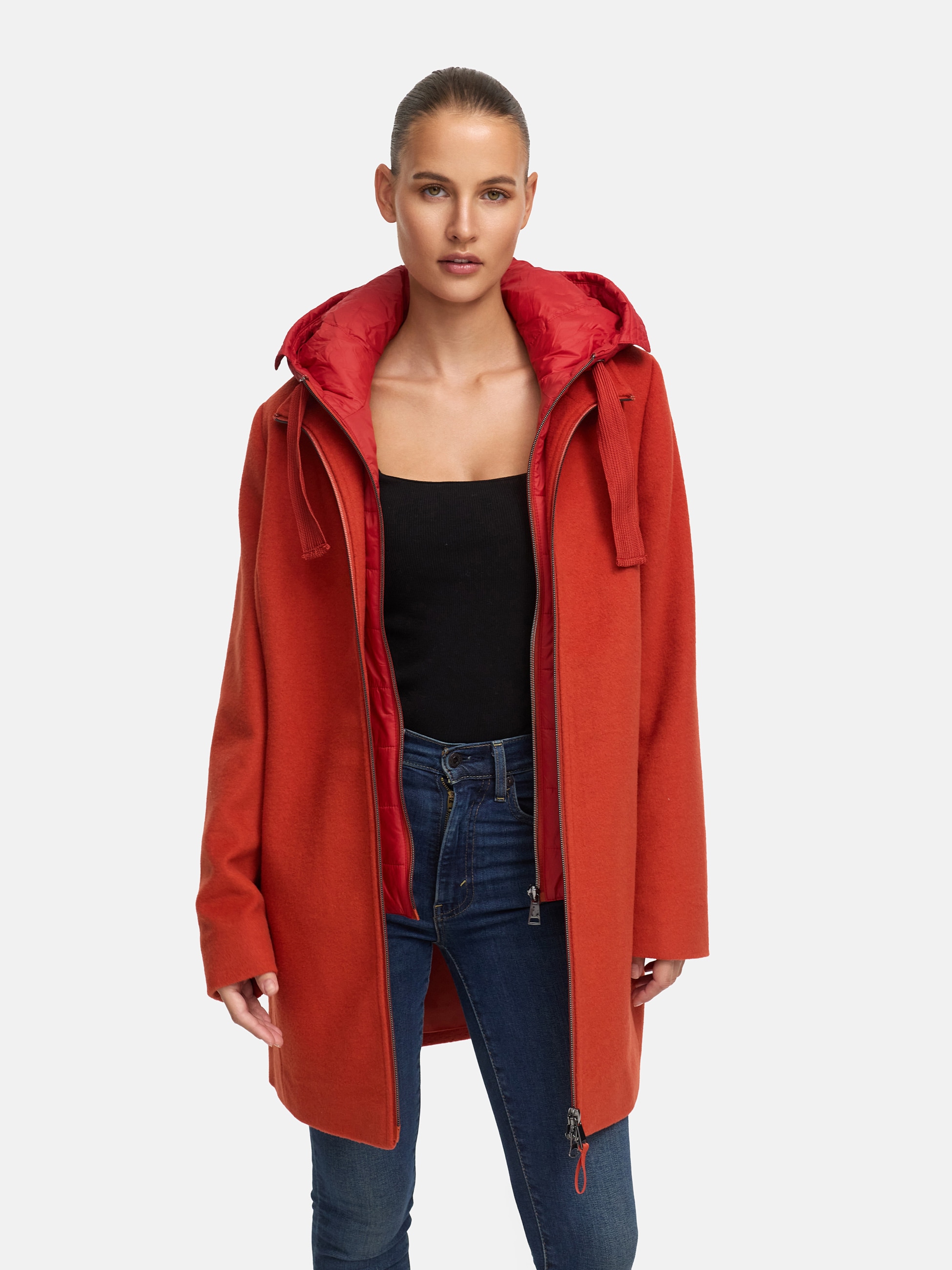 MANISA Wolljacke mit Kapuze mit herausnehmbarer Kapuze