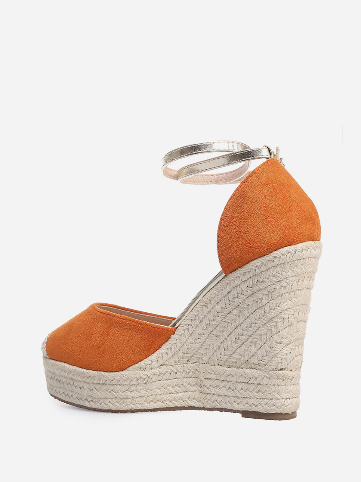 Espadrilles compensées avec bride- orange