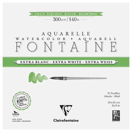Clairefontaine FONTAINE Aquarellblock Extraweiß, Torchon