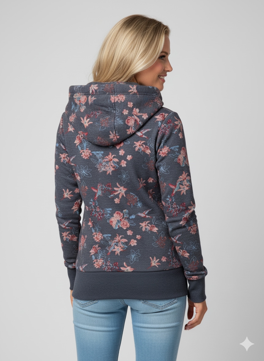 Ragwear Sweatjacke »NESKA ZIP FLOWERS O«, mit extra breiten Bündchen