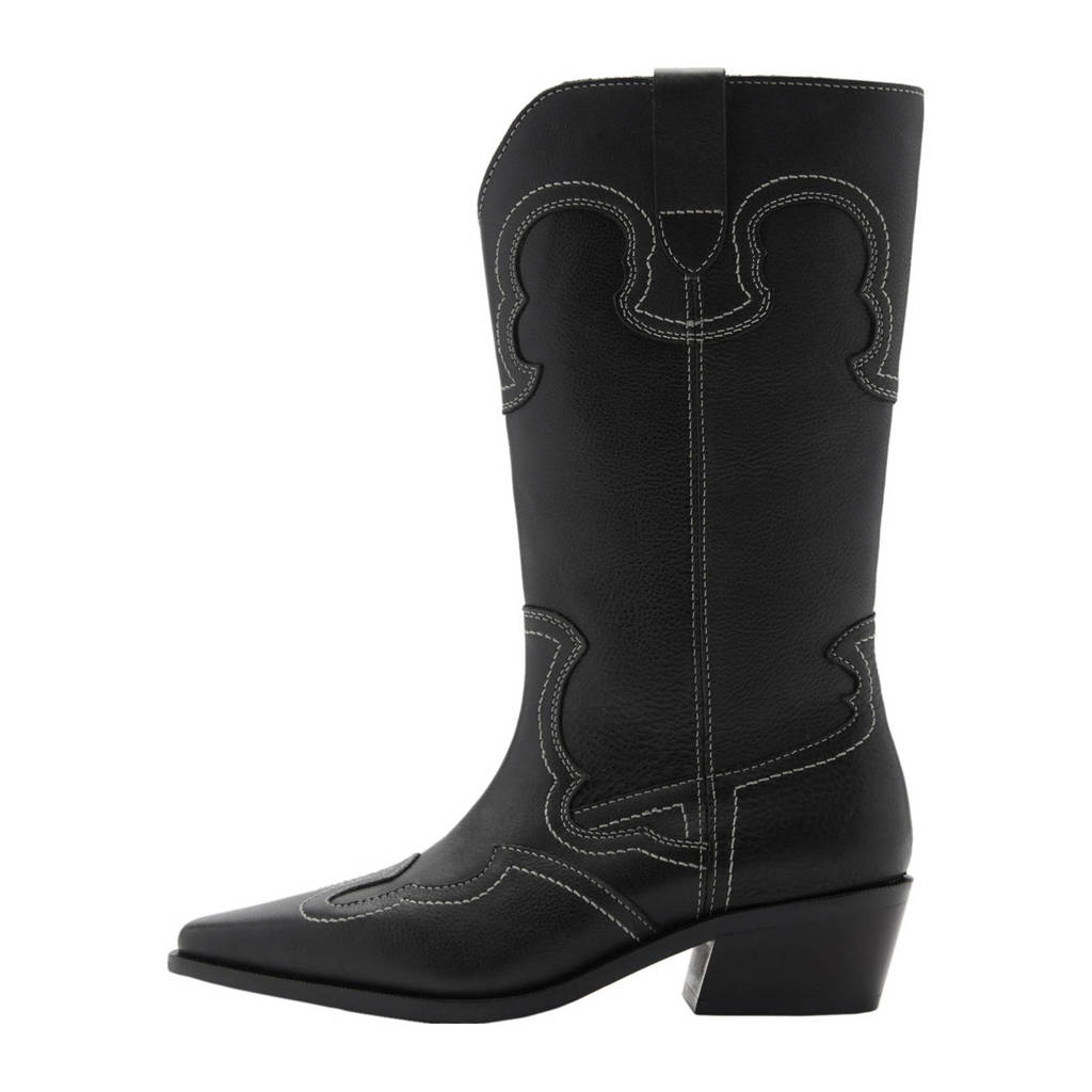 MANGO TEEN leren cowboylaarzen zwart