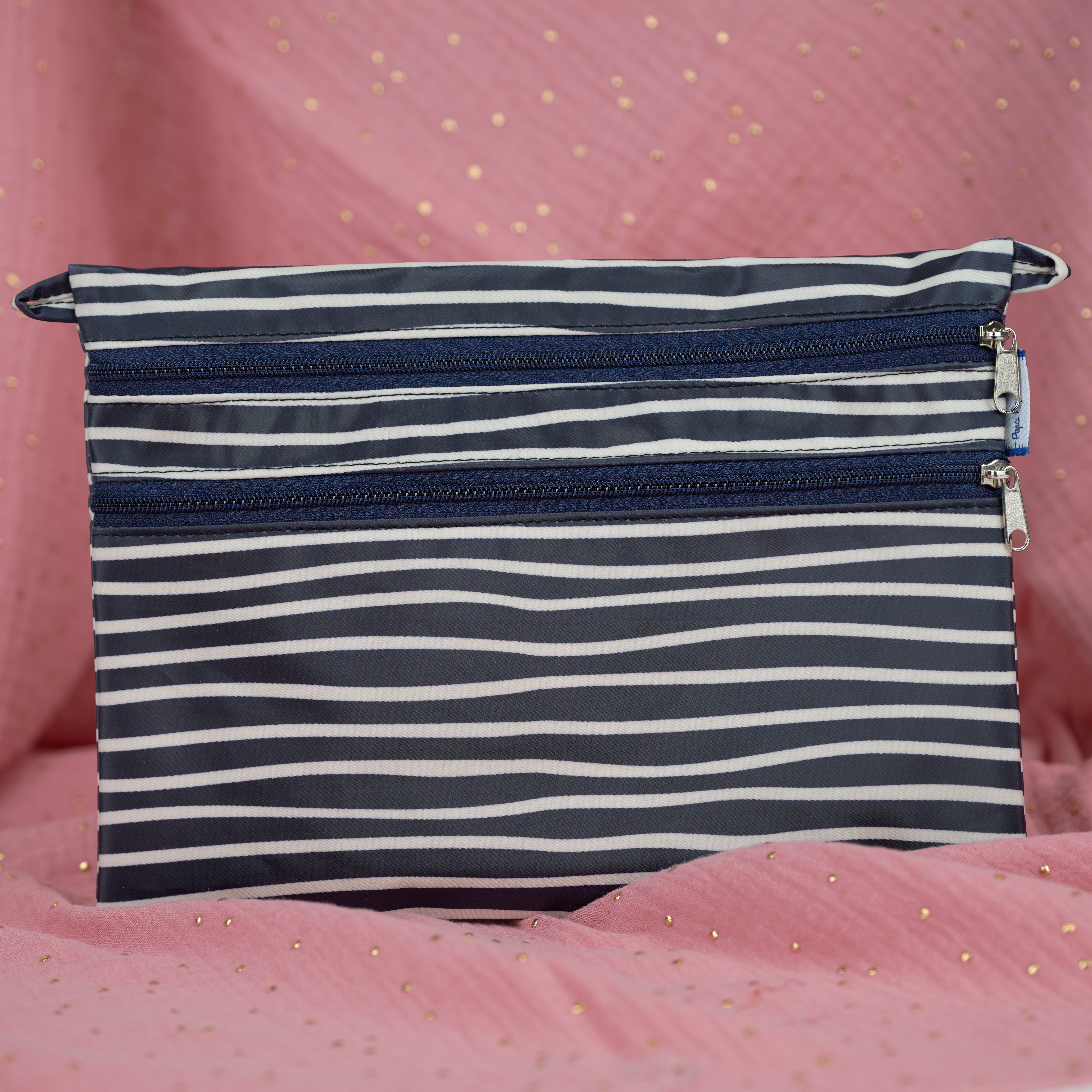 Pochette Plate Aloïs Rayé Ivoire Marine