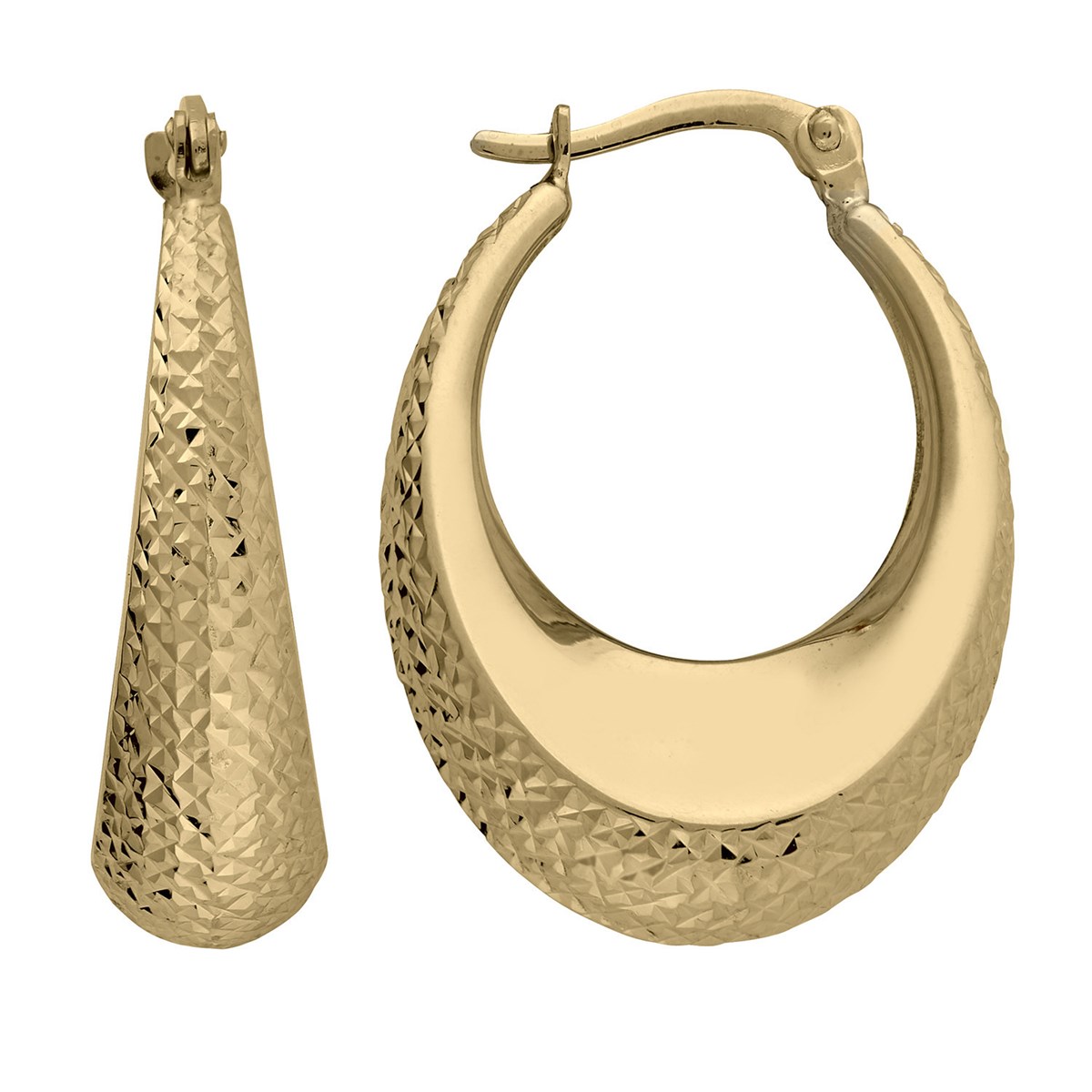 Créoles Brillaxis ovales or jaune diamanté 9 carats