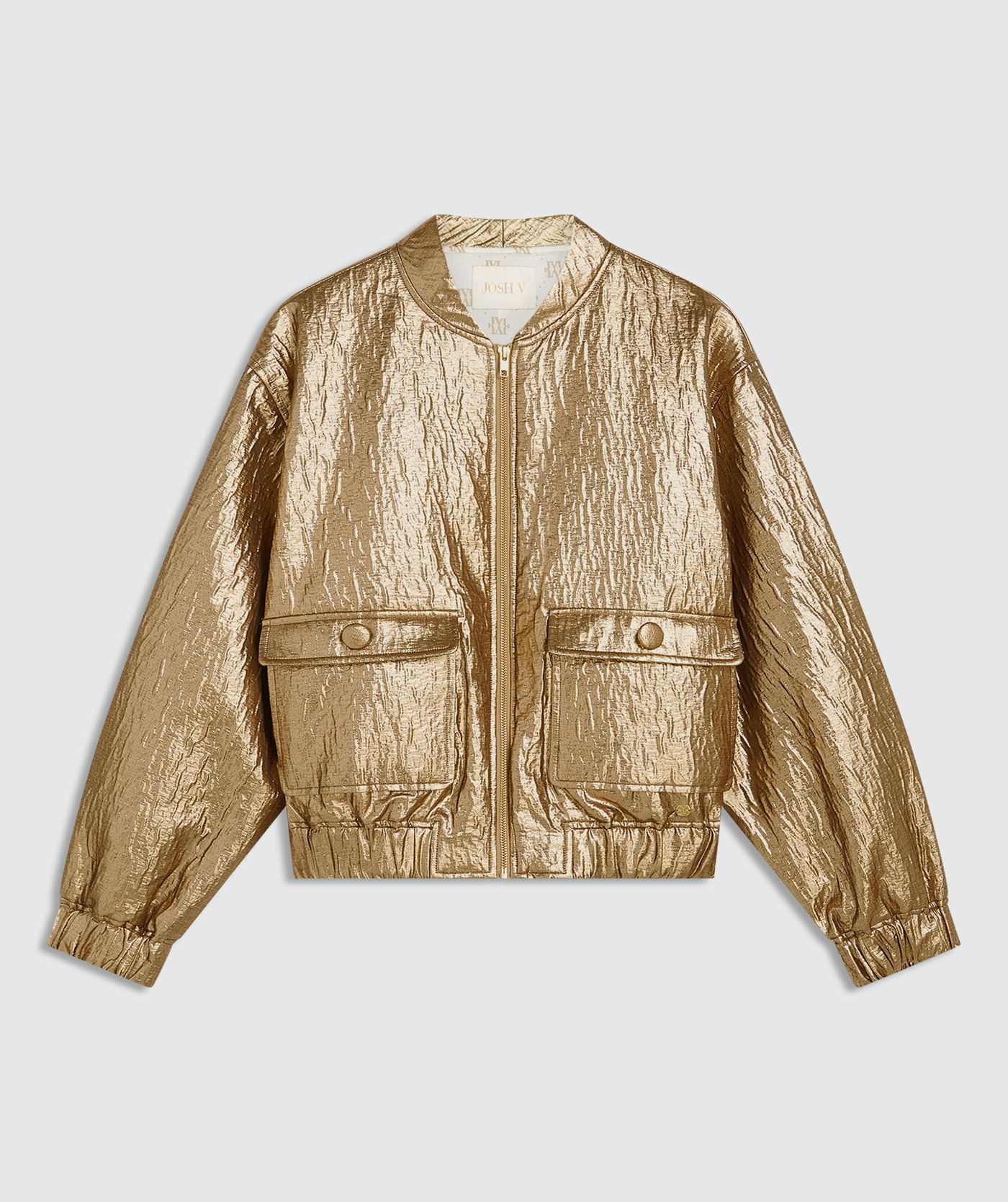 JV-KELSEY oversized bomber jacket in metallic - bronze gold