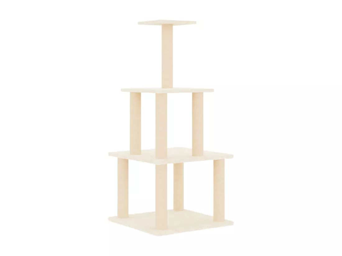 Arbre à chat avec griffoirs en sisal crème 111 cm
