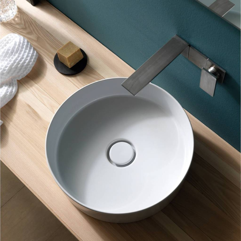 Salenzi Hide Circle opbouw wastafel waskom mat wit 40x12cm