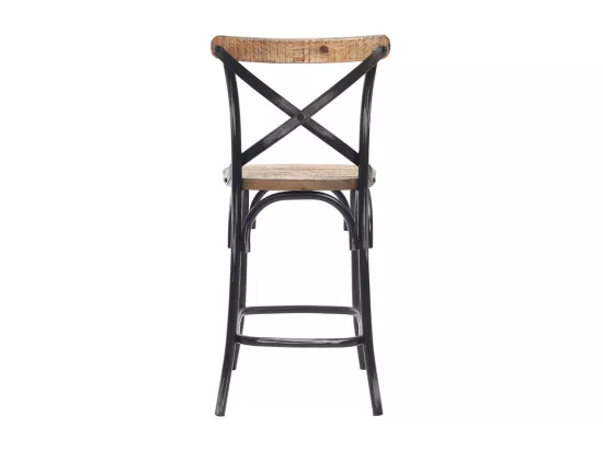 Tabouret de bar industriel en bois et métal vieilli noir 65 cm JAKE