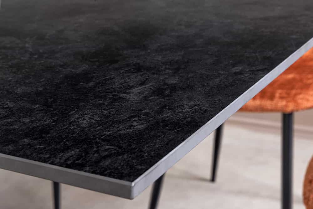 Moderner Esstisch GALAXIE 180cm anthrazit Keramik schwarz Metall Sterngestell