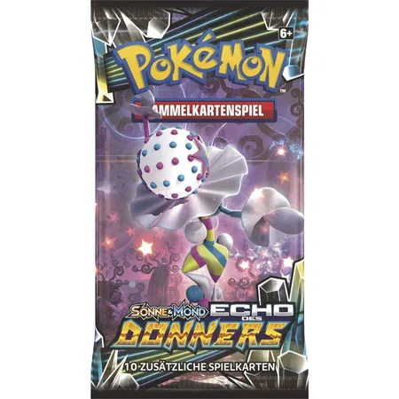 Pokemon Sonne & Mond 08 Echo des Donners Booster, 1 Stück, Design 4-fach sortiert