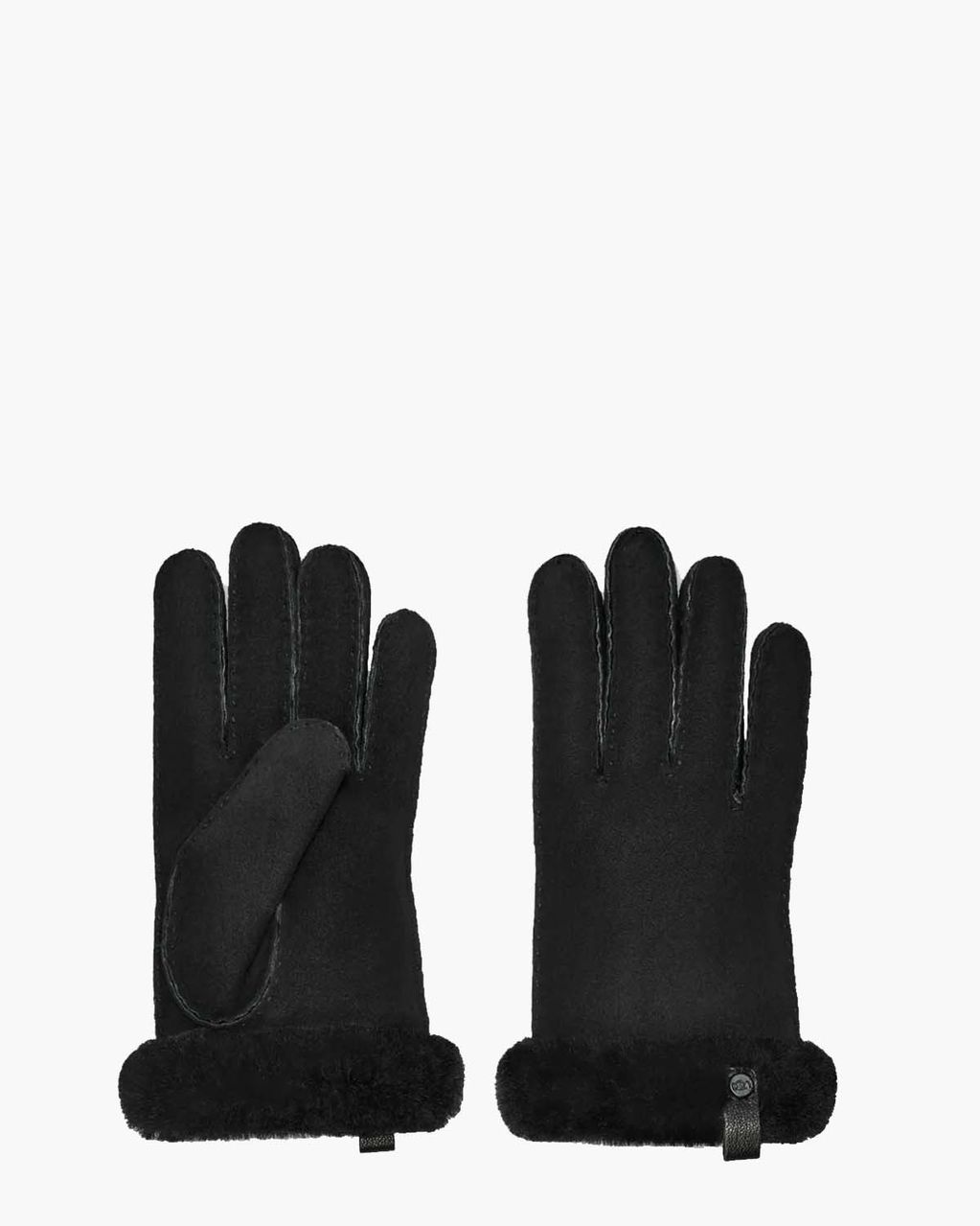 UGG Shorty Glove With Leather Trim Black Dameshandschoenen
