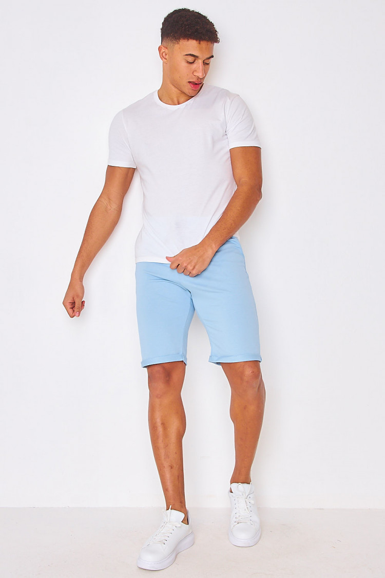 Bermuda uni bleu clair en coton