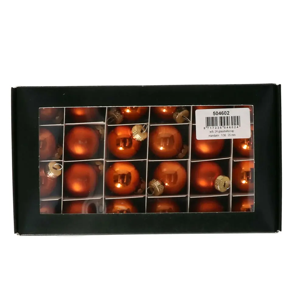 Othmar Decorations Kerstballen - glas - 24x -mandarijn - 2,5cm