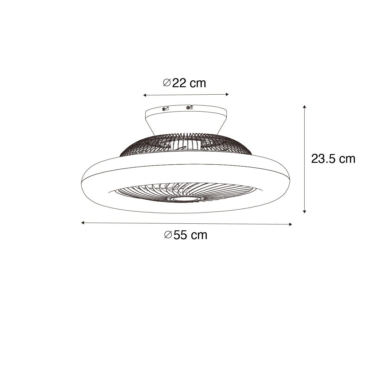 QAZQA Plafondventilator wit met hout print 55cm incl. LED dimbaar met