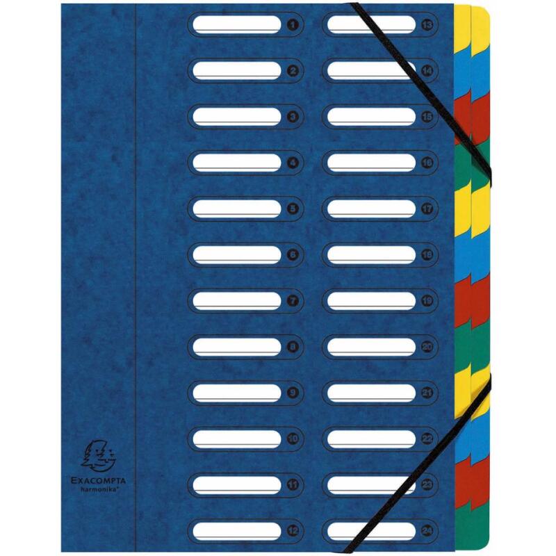 Trieur HARMONIKA® à fenêtres avec élastiques véritable carte lustrée 24 compartiments