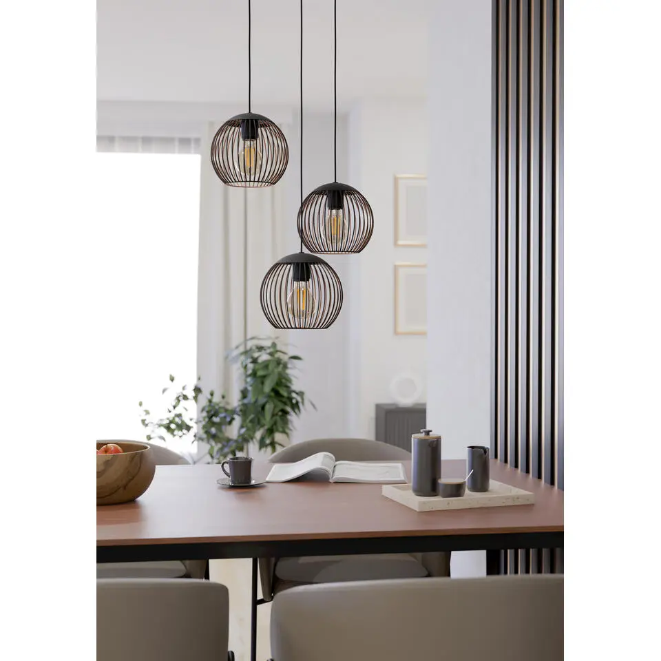 EGLO Almanzora Hanglamp - E27 - Ø 46.5 cm - Staal - Zwart/Koper