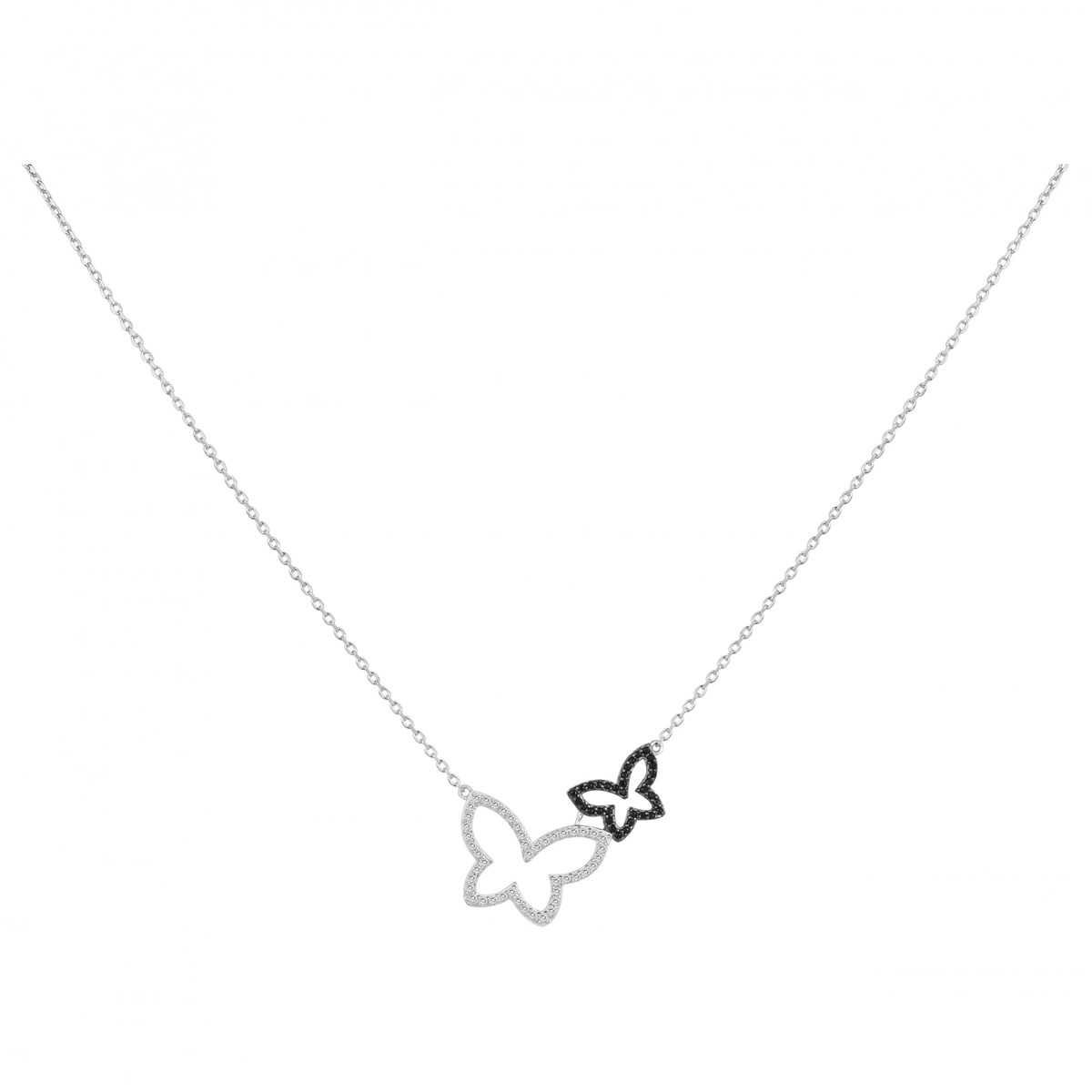 Collier mono-motif en Argent avec oxyde de zirconium noir