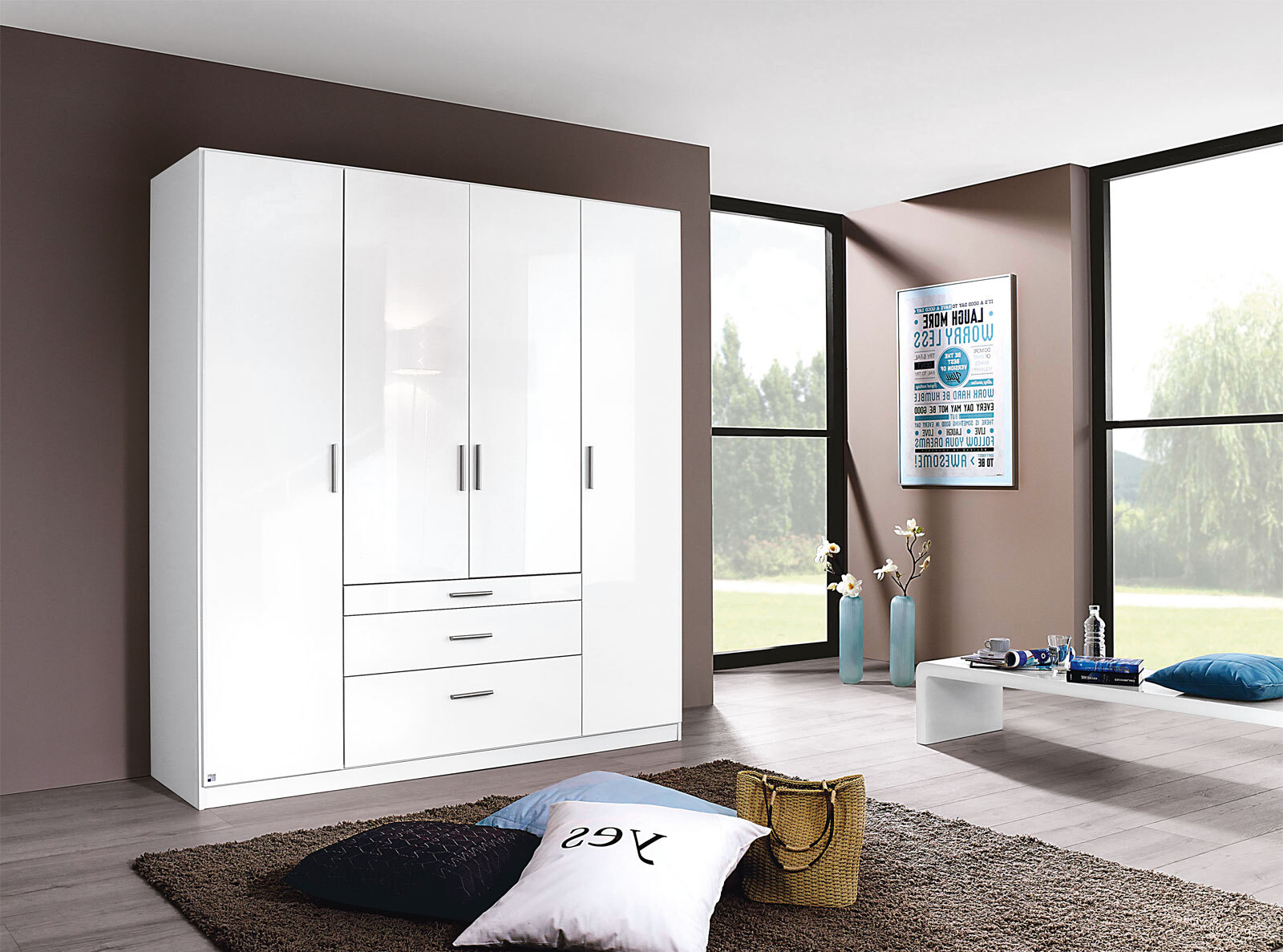 self Kleiderschrank DARIA 181 x 197 x 54 cm Holznachbildung weiß