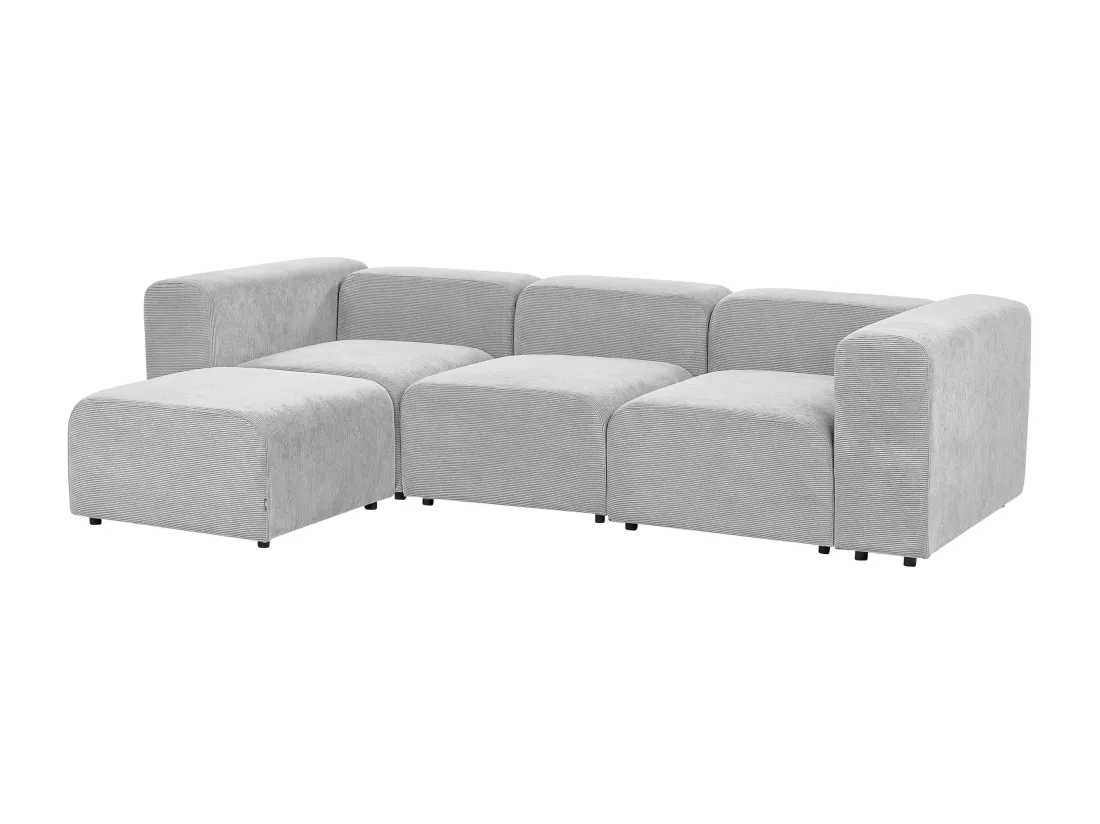 Canapé 3 places modulable avec ottoman en velours côtelé gris FALSTERBO