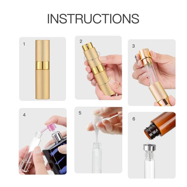 Genopfyldelig parfume sprayflaske glasflaske legeringsskal 8 ml Guld