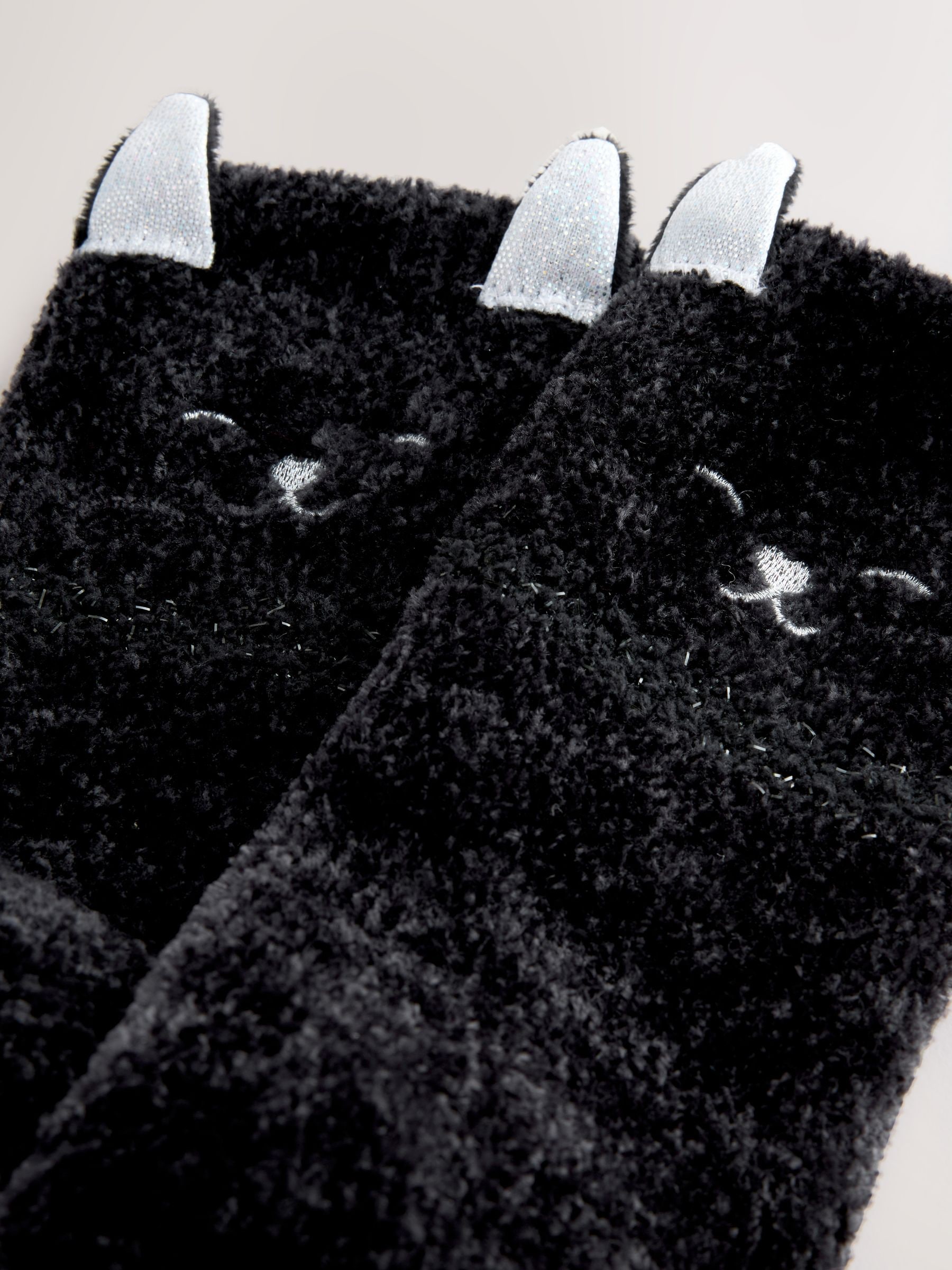 Halloween Zwarte Kat - 1 paar behaaglijke enkelsokken in een geschenkdoos