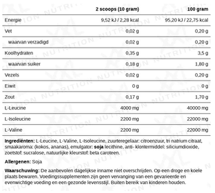 XXL Nutrition BCAA Poeder - Pina Colada 500GR