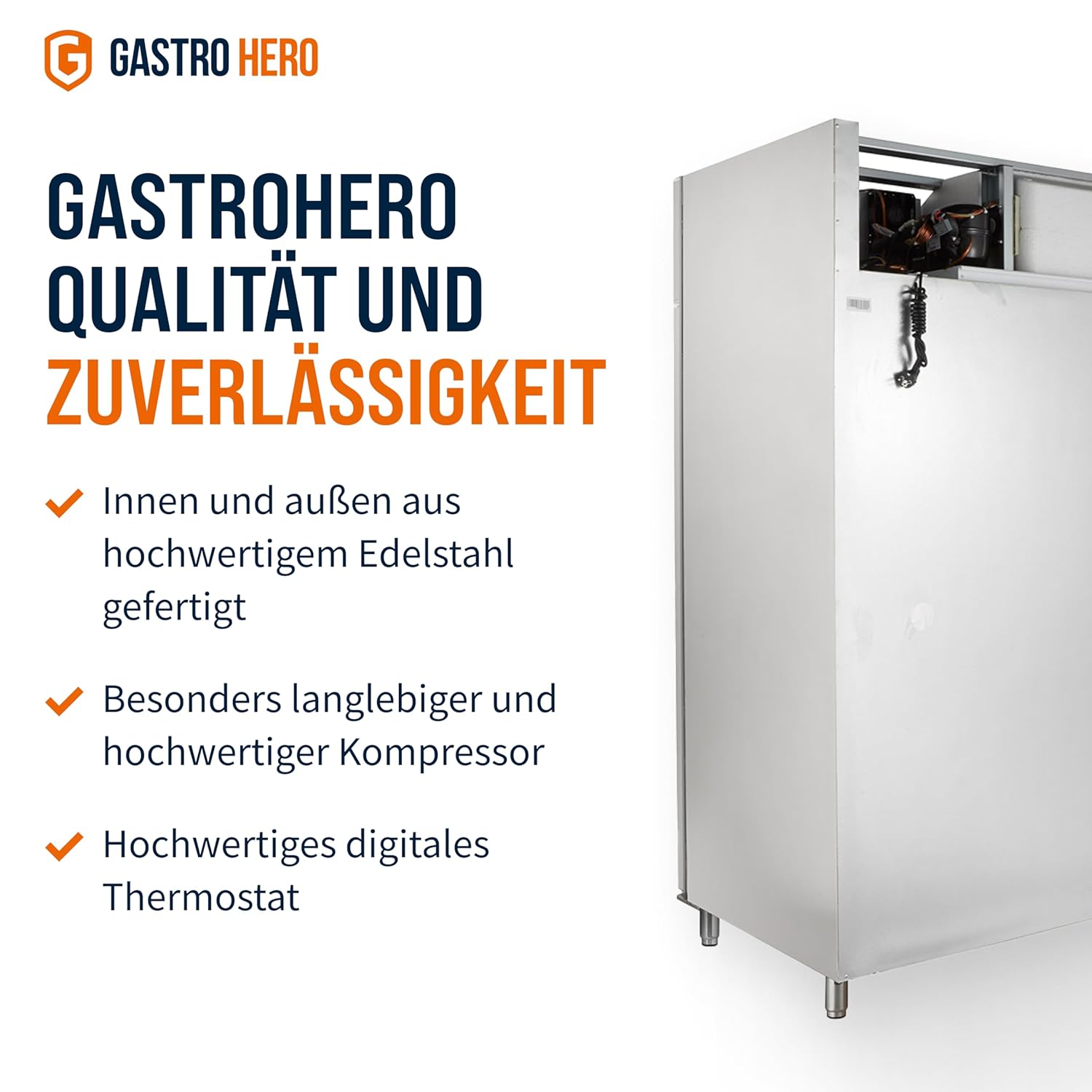 ECO 1300 GN 2/1 Monoblock Gastronomie Kühlschrank Gastronomiebedarf, 1350 Liter, Großvolumiger freistehender Gewerbekühlschrank, Energiesparend, Robuste Bauweise