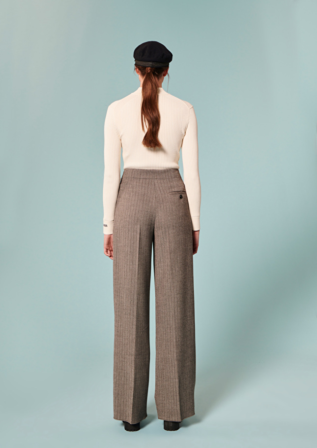 Pantalon Parigigris en laine chevrons