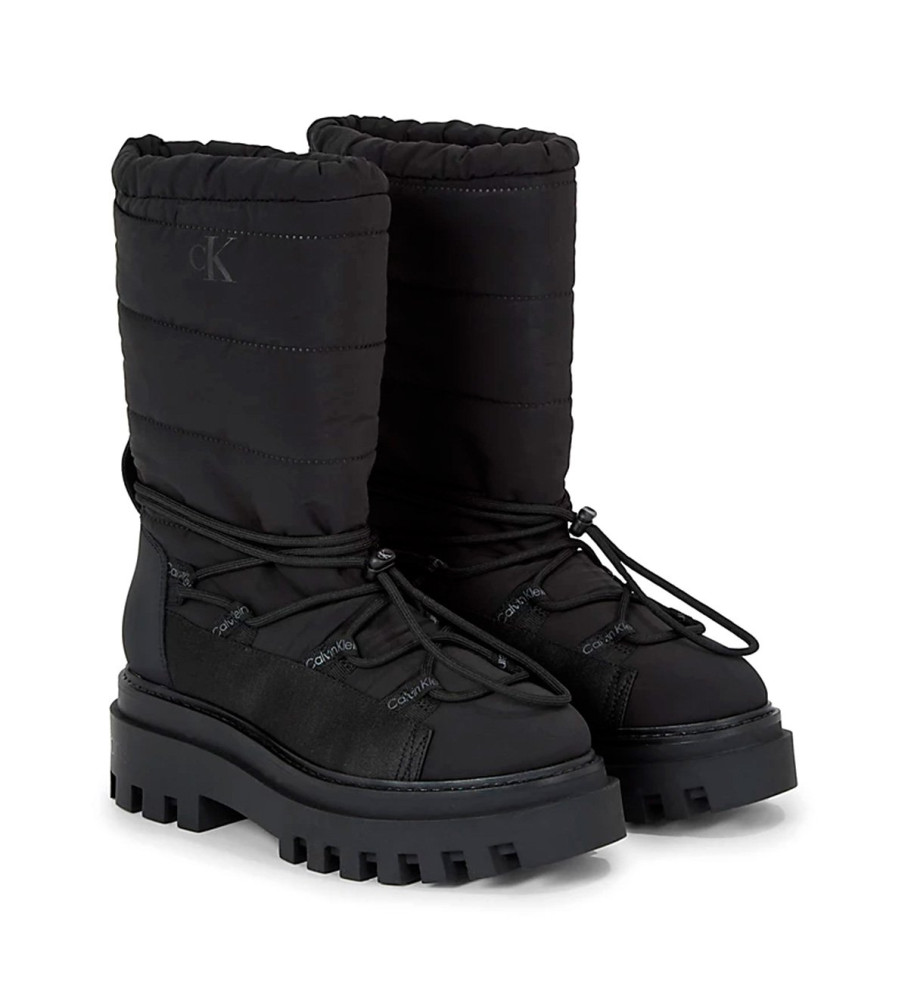 Botas de neve acolchoadas Calvin Klein Jeans pretas - Altura da plataforma: 6 cm -