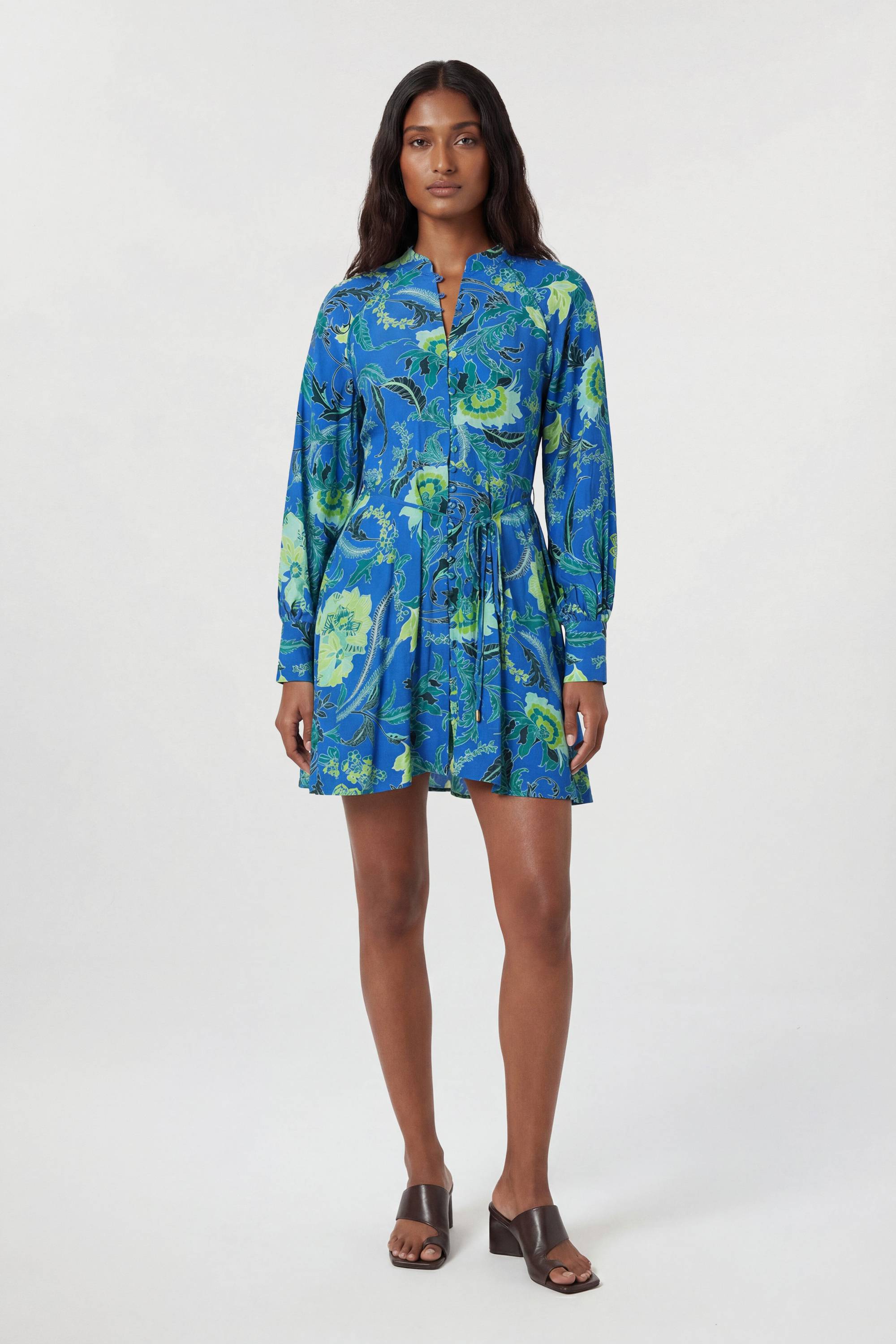 KarenMillen Robe Mini En Viscose Tissée À Imprimé Floral Cobalt