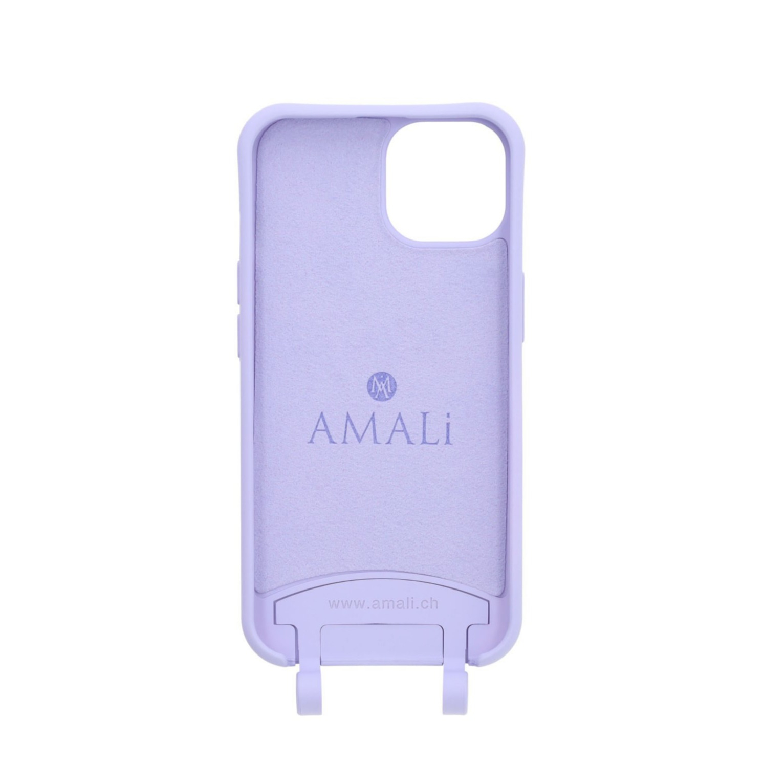 iPhone 14 Handy Hülle Elegantes Case mit abnehmbarem Necklace Adapter - Lilac / Gold