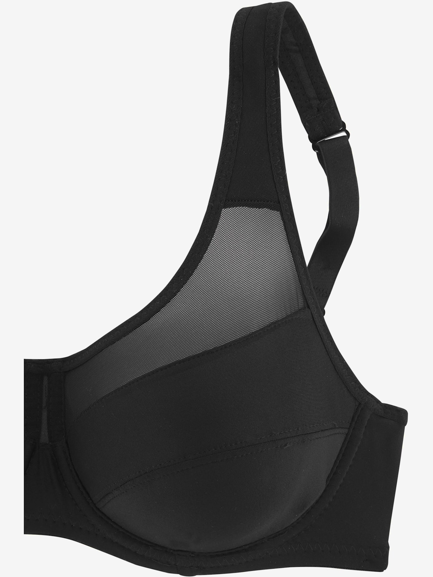 Soutien-gorge à armatures, empiècement résille légèrement transparent au décolleté