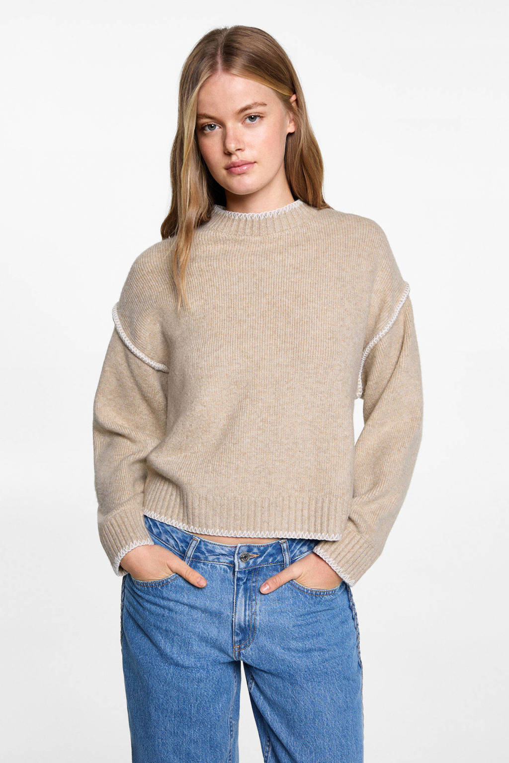 MANGO TEEN gebreide trui beige