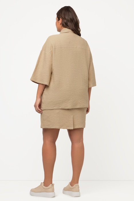 Sweat-Kimono, 3D-Struktur, Kragen, 3/4-Arm, Biobaumwolle