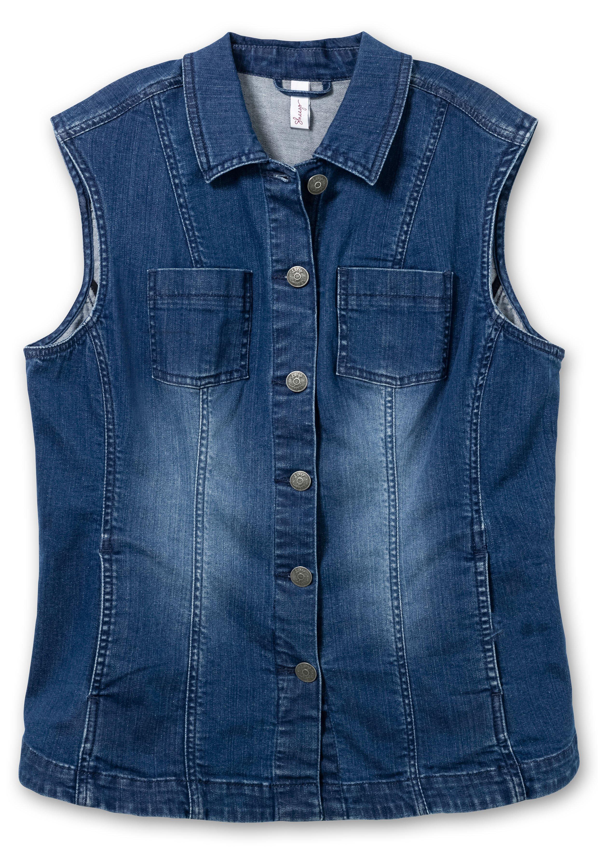 Taillierte Jeansweste mit Umlegekragen