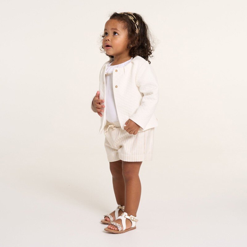 Gilet maille gaufrée blanc bébé fille Blanc