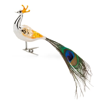 Lauschaer Glas Pfau traditionell, Silberfarben