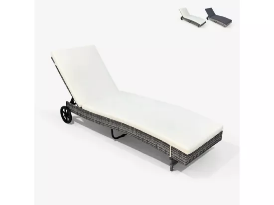 Chaise longue de jardin inclinable en rotin avec roues Cala Rossa