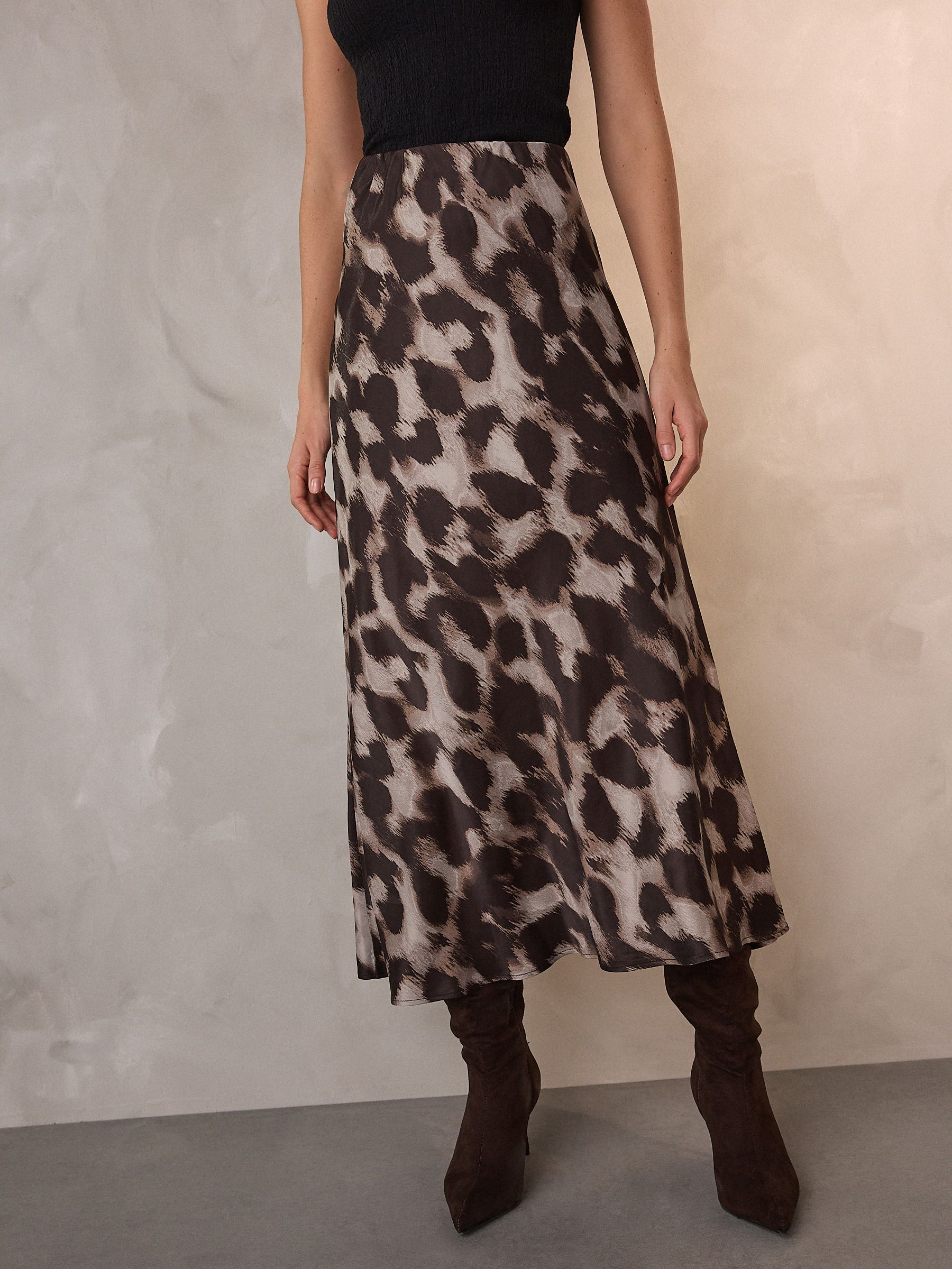Dierenprint - Satijnen midirok