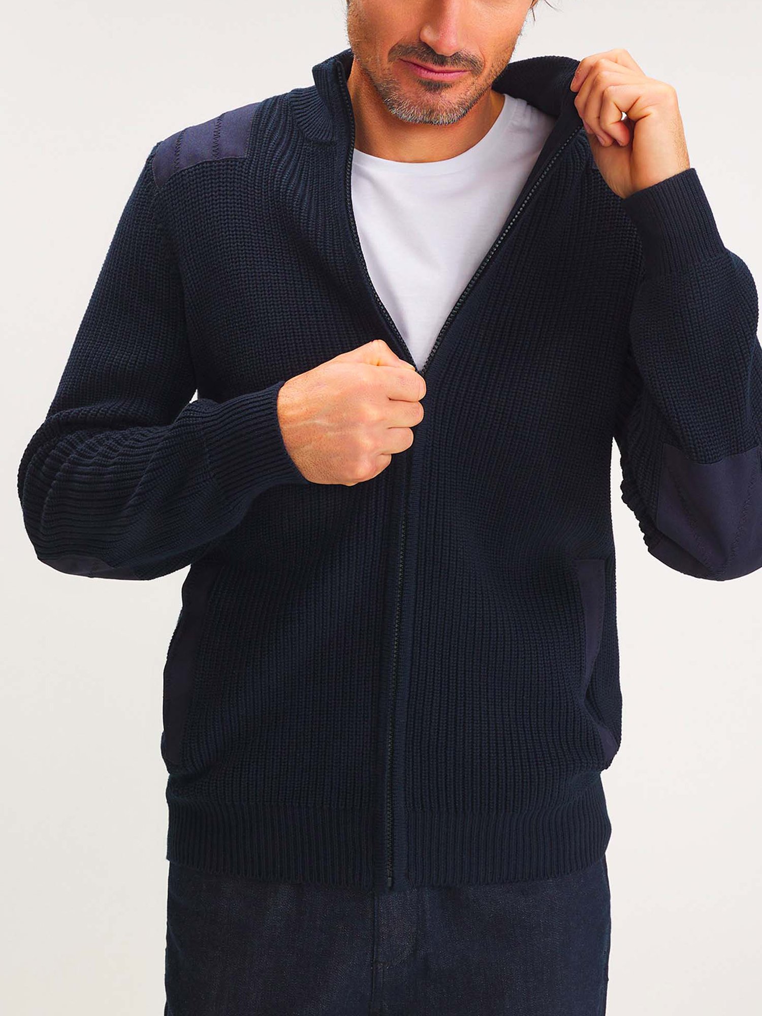Gilet Homme Zippée Maille Marine